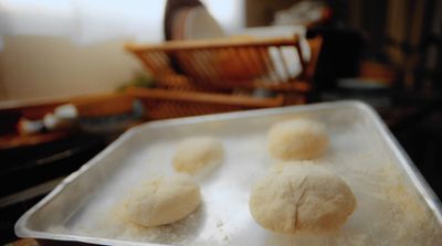 a pan filled with food on top of a table