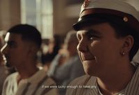 a woman in a sailor's hat with a quote on it
