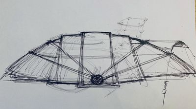 a drawing of a large object on a piece of paper