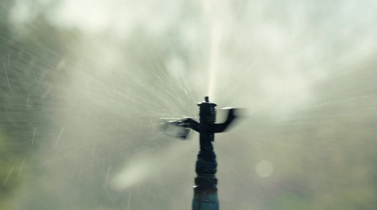 a water sprinkler spewing out water onto a street