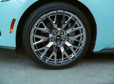 a close up of a wheel on a car