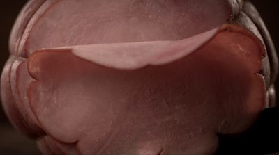 a close up of a piece of meat on a table