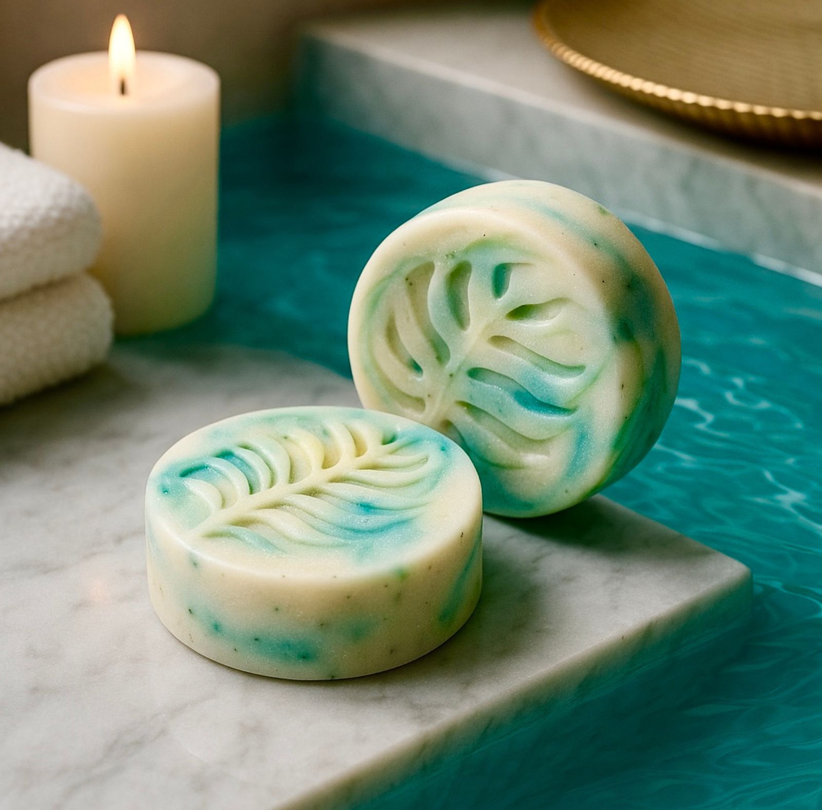 a couple of soaps sitting on top of a counter
