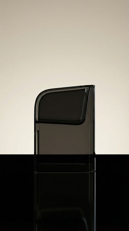 a black chair sitting on top of a black table