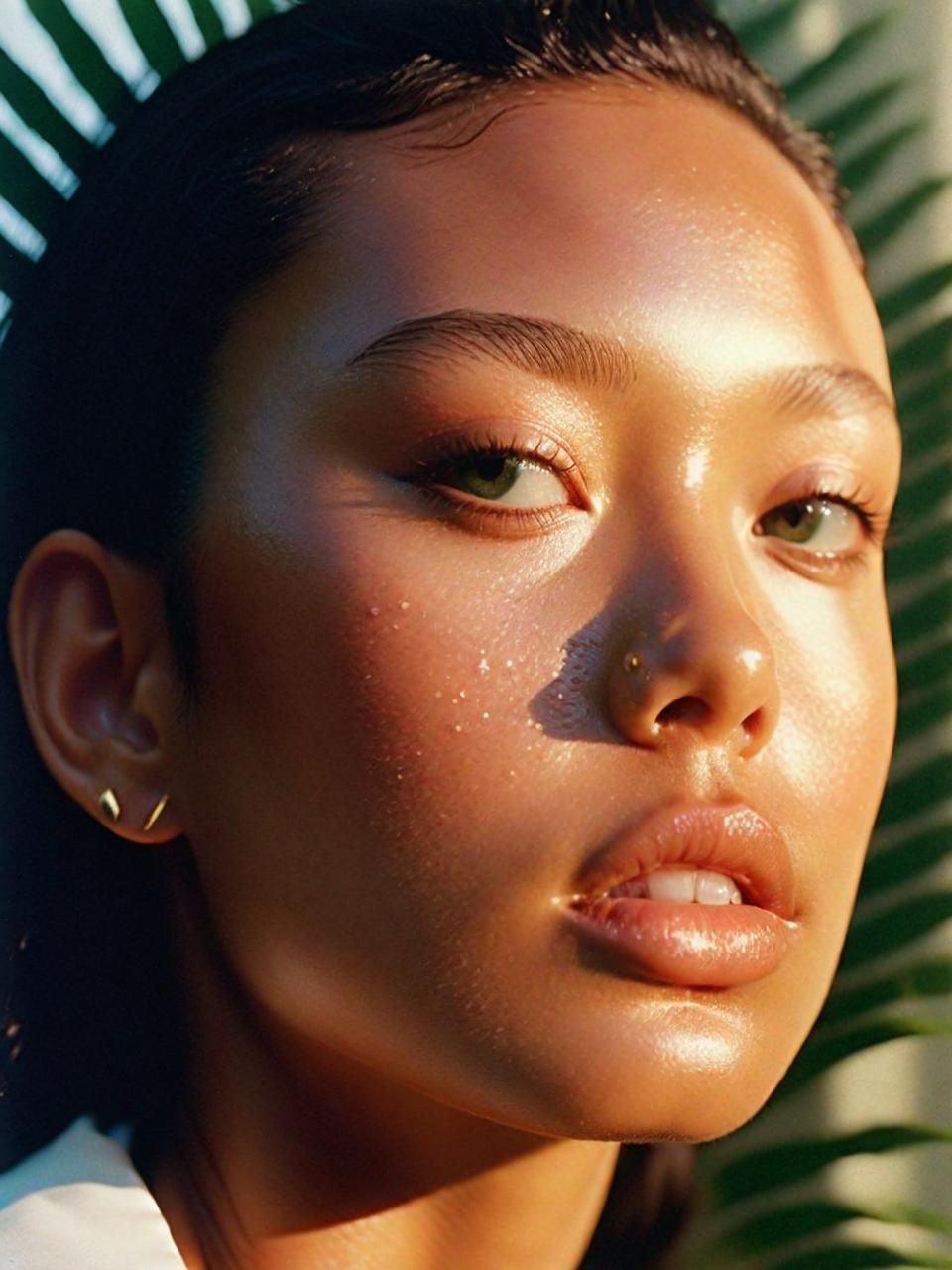 a woman with a freckle on her face and a freckle on