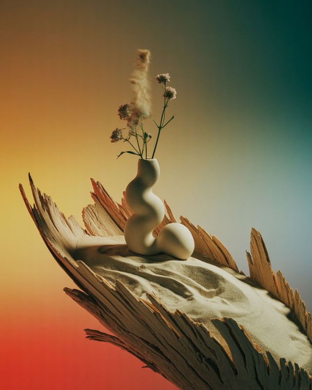 a vase with flowers sitting on top of a book