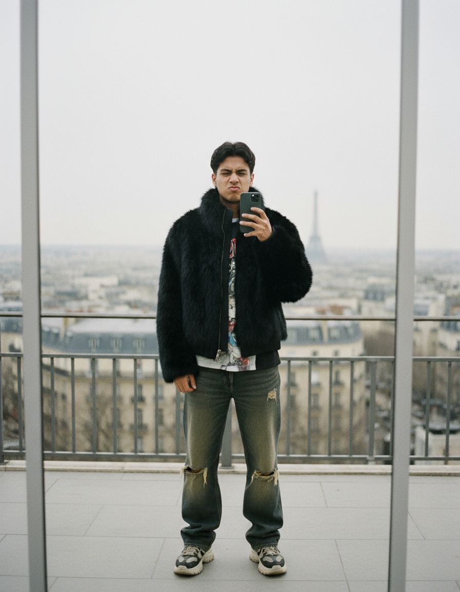 a man taking a picture of himself in a mirror