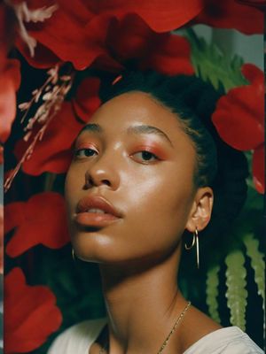 a woman with a flower crown on her head