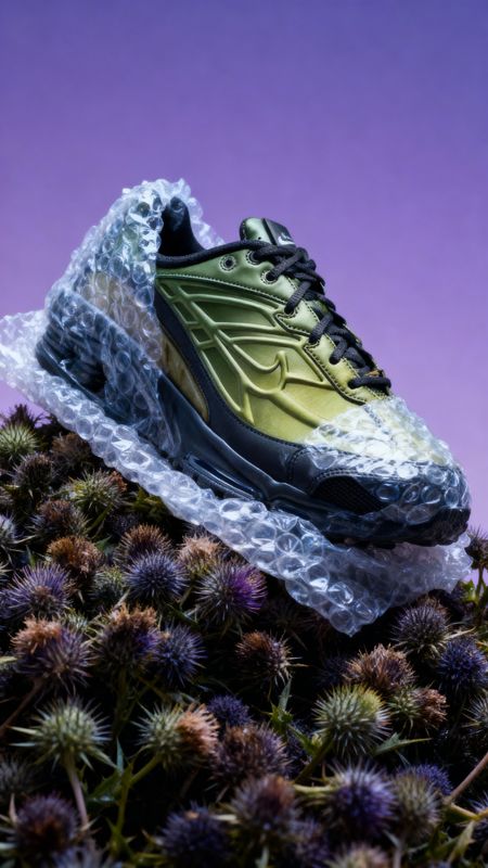 a shoe that is on top of some flowers