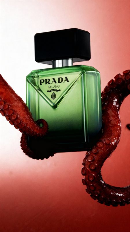 a green bottle with an octopus on it