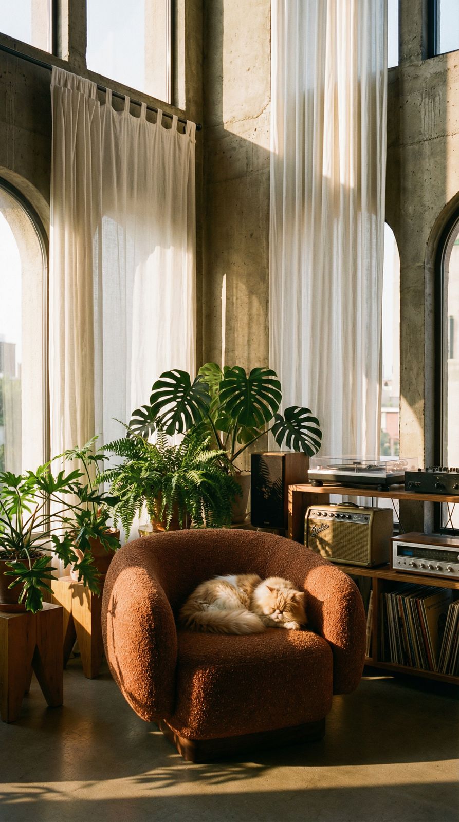 a dog sleeping on a chair in a room