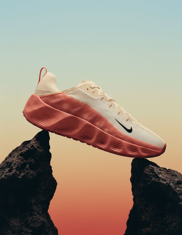 a pair of shoes on top of a rock