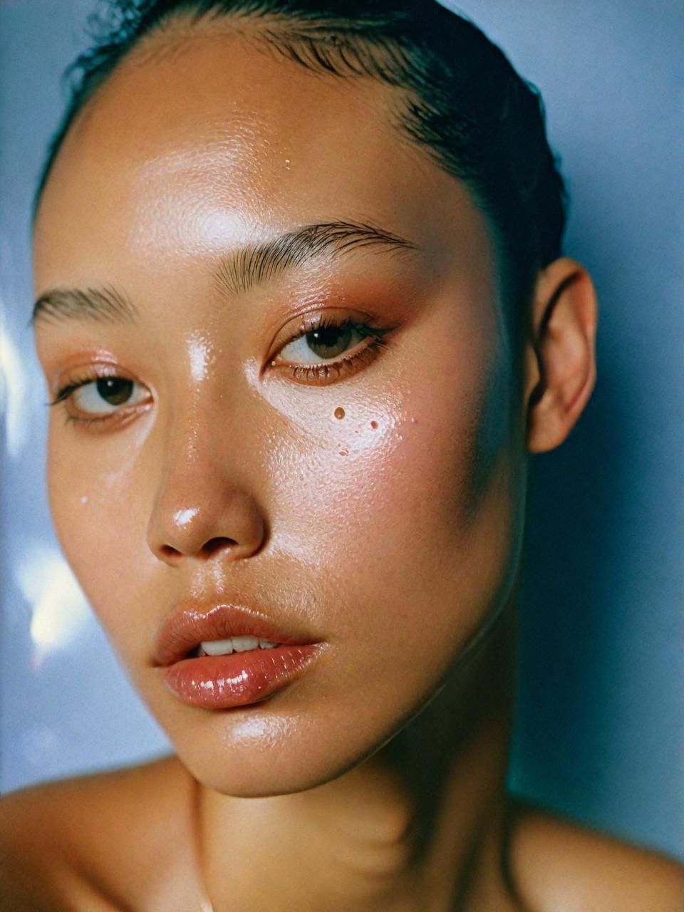 a close up of a person wearing a necklace