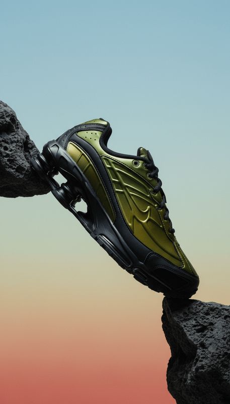 a pair of shoes on top of a rock