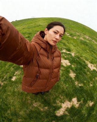 a woman standing on top of a lush green field