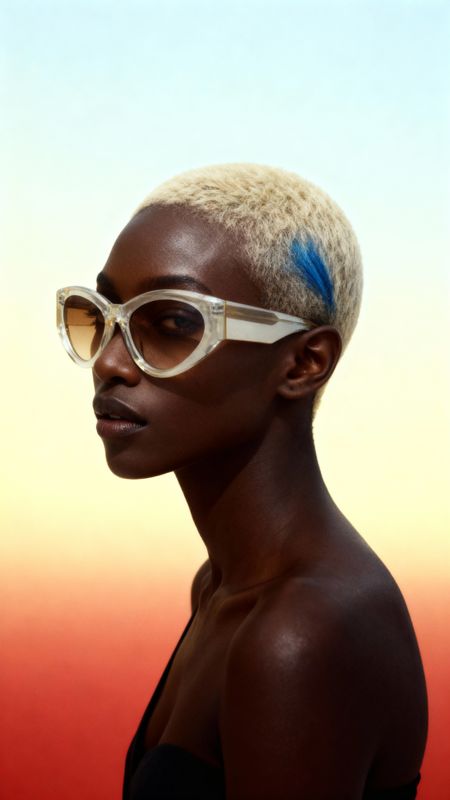 a woman wearing sunglasses and a black top