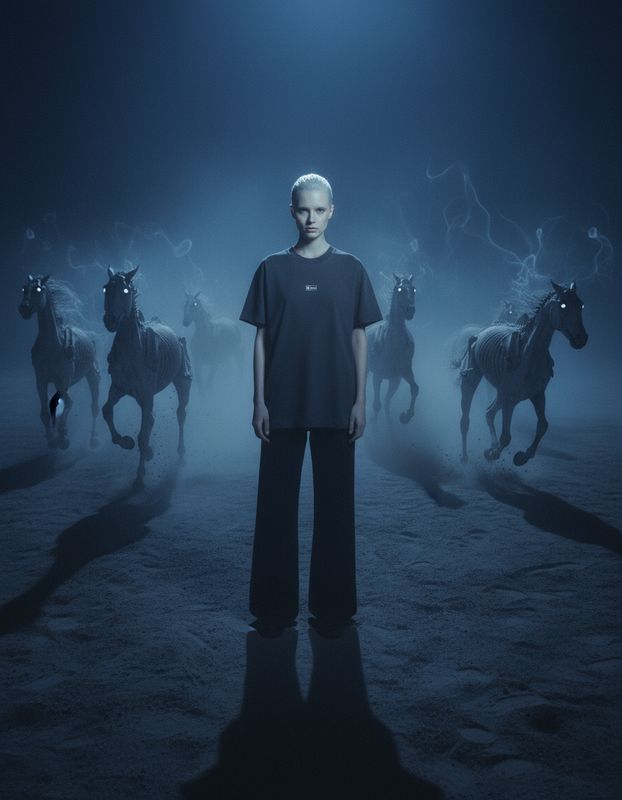 a man standing in front of a group of horses