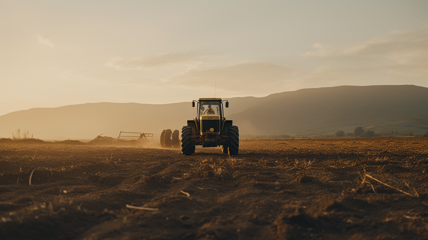 a tractor in the middle of a field