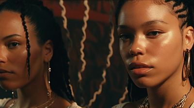 two women with braids standing next to each other