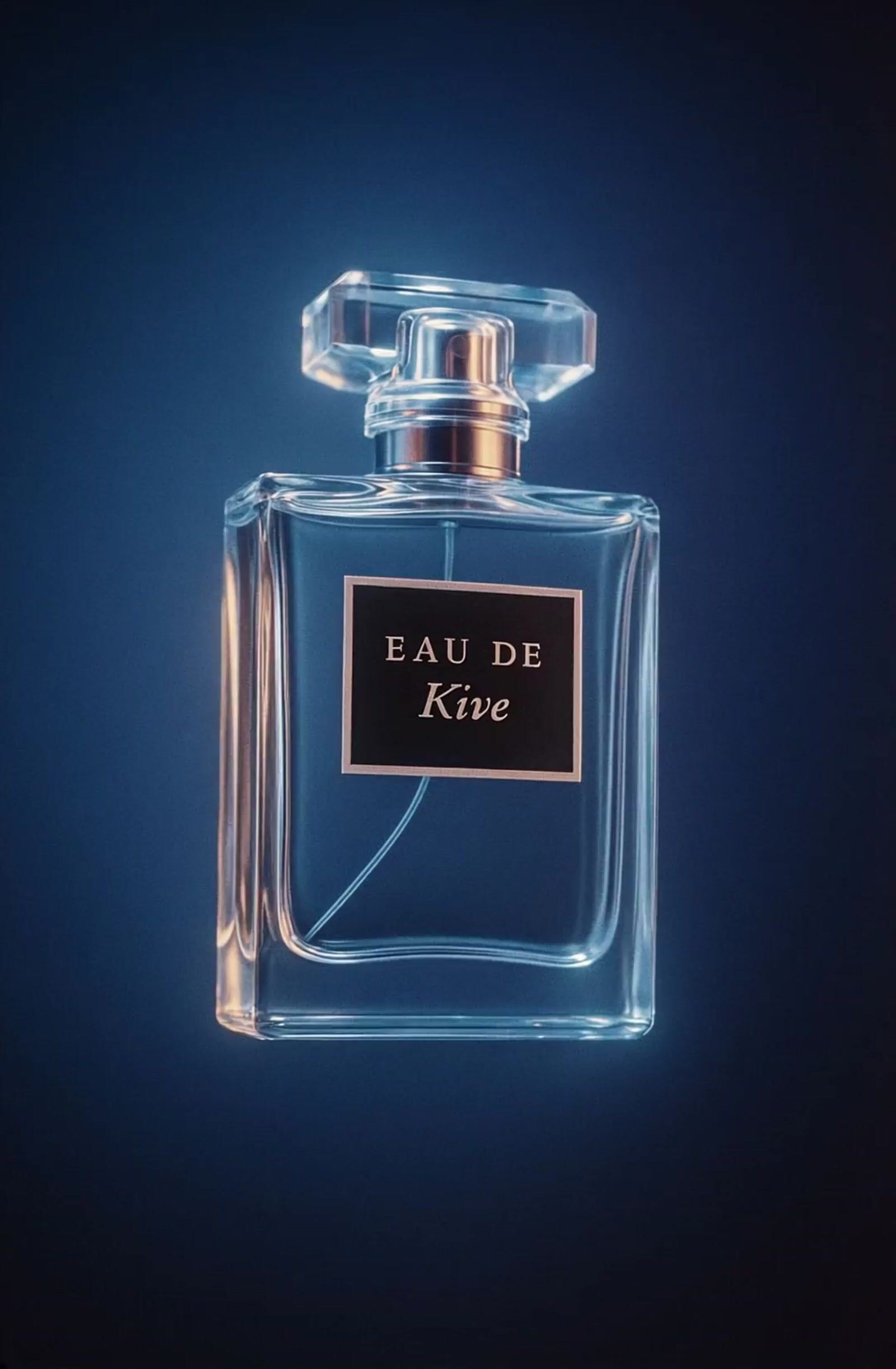 a bottle of eau de rive on a blue background