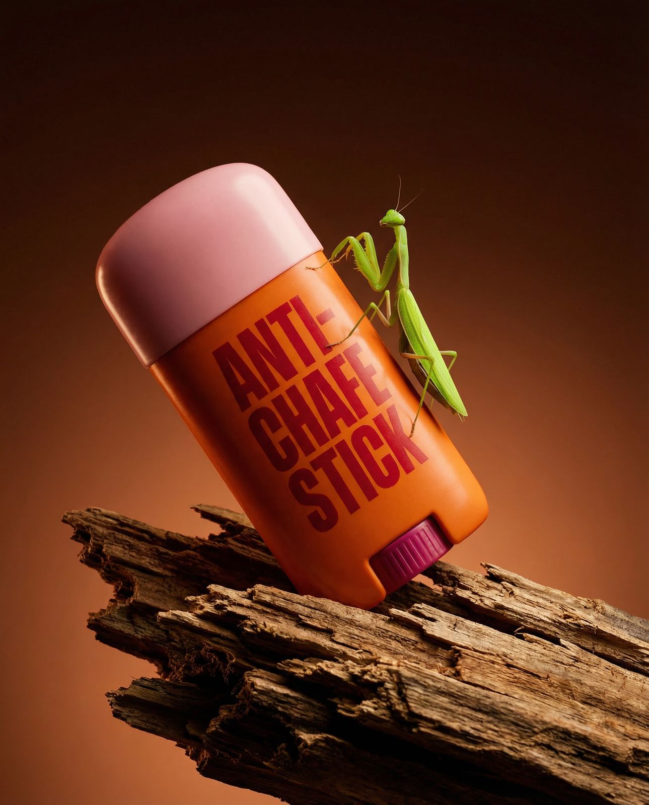 an insect is sitting on top of a tube of deodorant