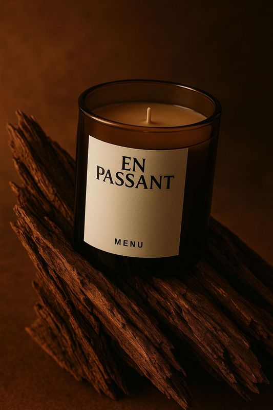 a candle sitting on top of a pile of sticks