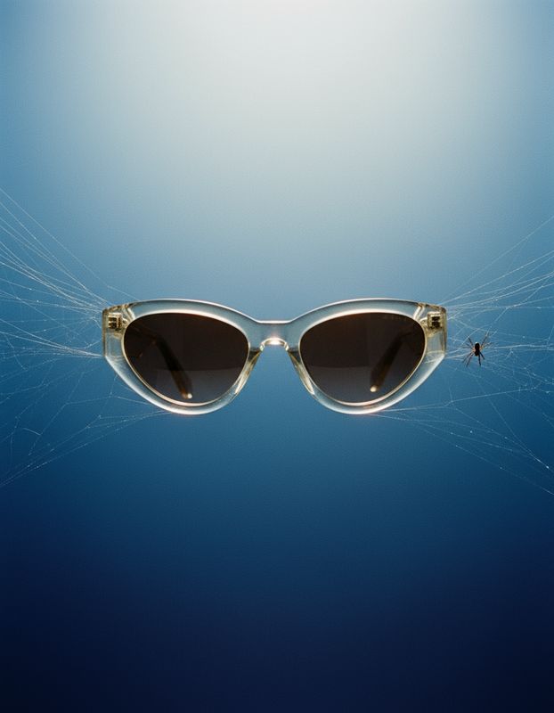a pair of sunglasses with a spider on the side of it