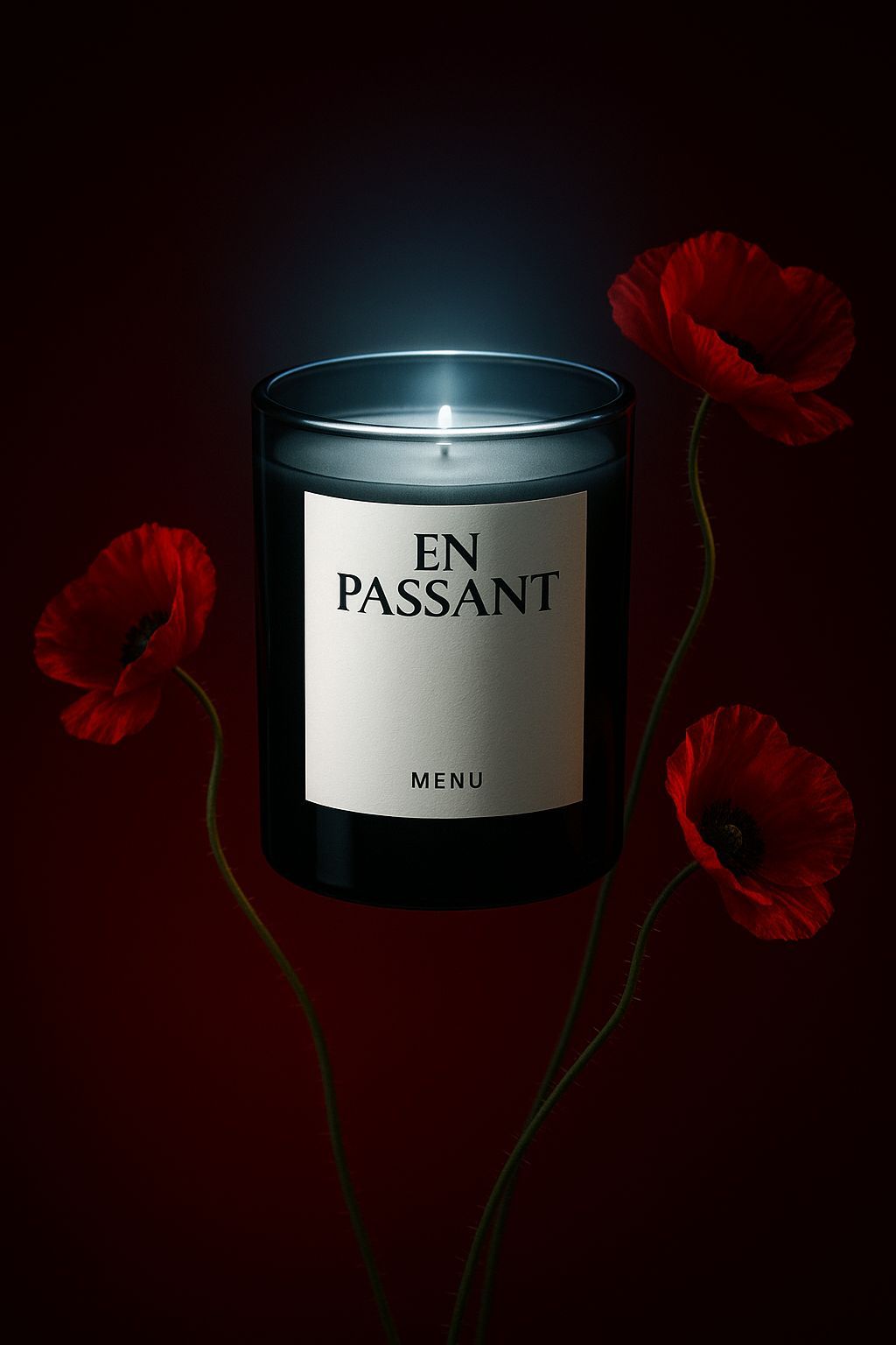 a candle that is sitting next to some flowers