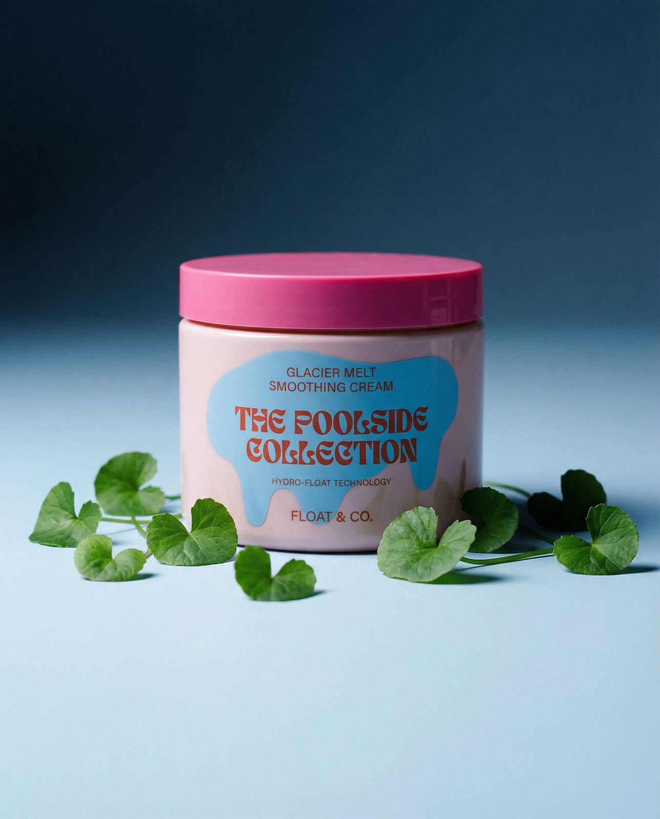 a jar of the poofsides collection sits on a blue surface