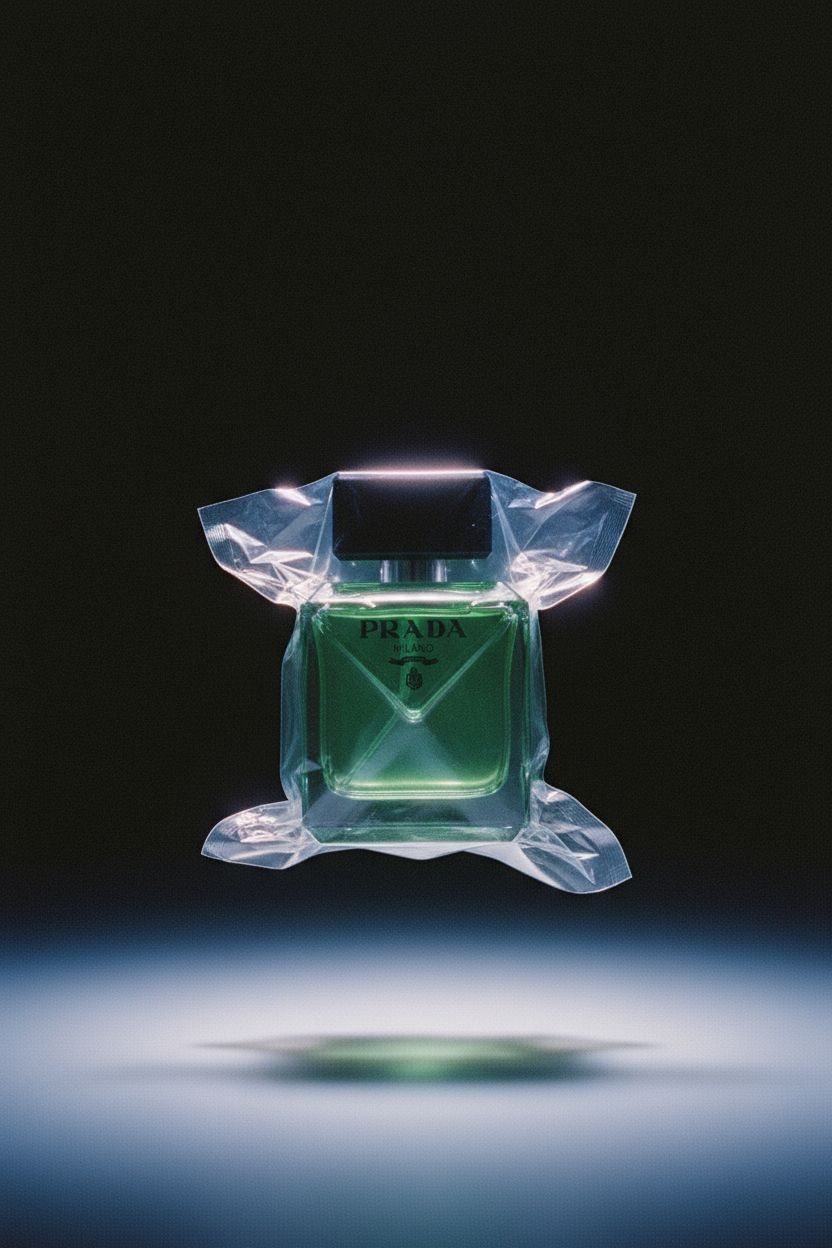 a bottle of perfume sitting on top of a table