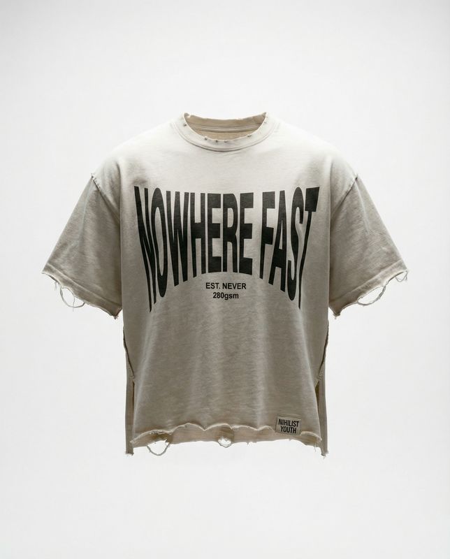 a t - shirt with the words nowhere fast on it