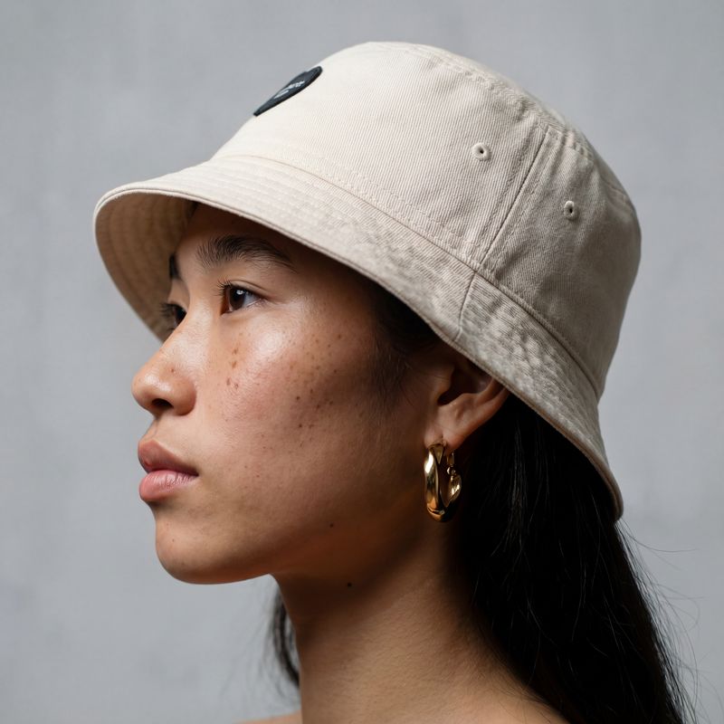 a woman with a hat on her head