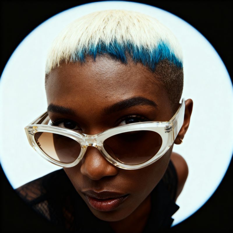 a close up of a person wearing a pair of sunglasses