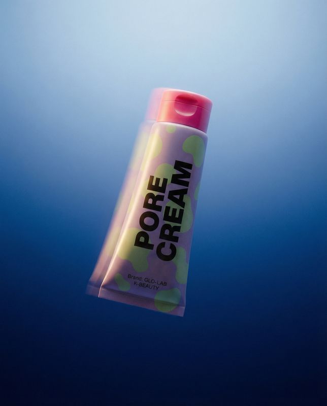 a tube of cream floating in the air