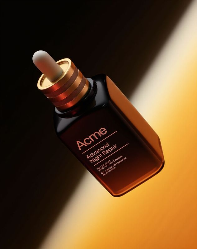 a bottle of acne on a black background
