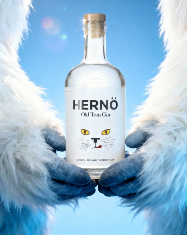 a person in a furry coat holding a bottle