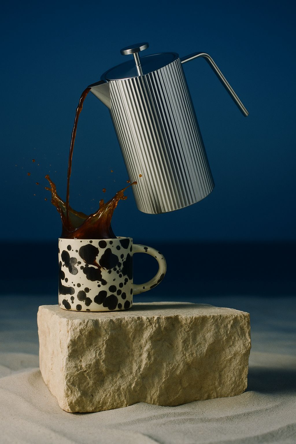 a cup of coffee being poured into it