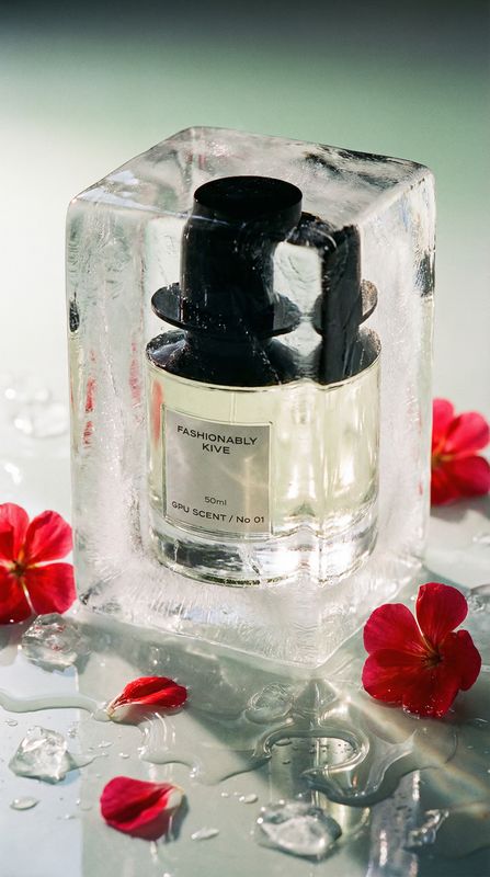 a bottle of perfume sitting on top of a table