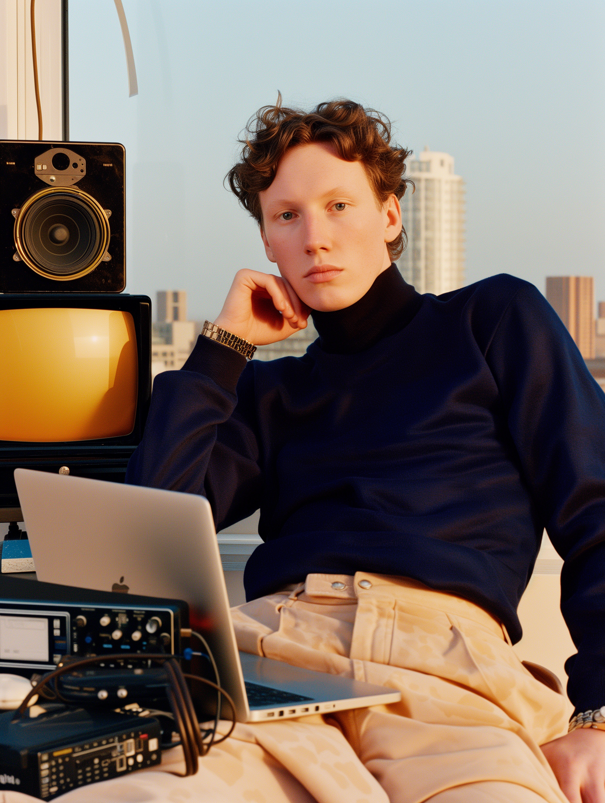 a man sitting in front of a laptop computer