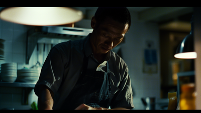 a man standing in a kitchen preparing food