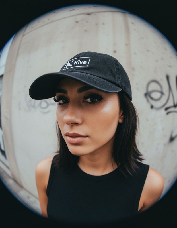 a woman wearing a black hat and black tank top