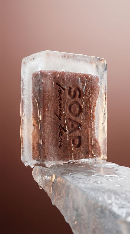 a piece of ice that has some type of food on it