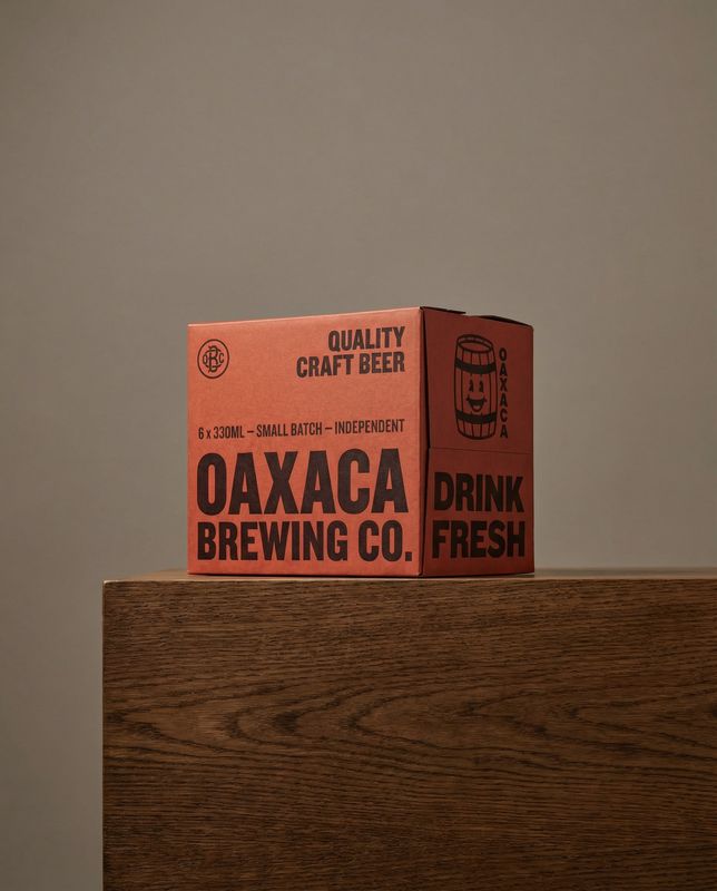 two boxes of beer sitting on top of a wooden table