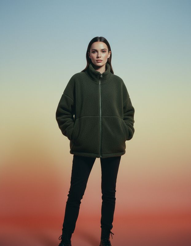 a woman standing with her hands in her pockets