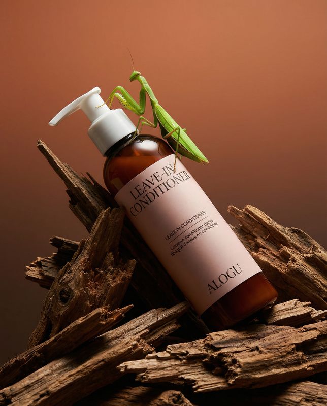 a bottle of liquid sitting on top of a pile of wood