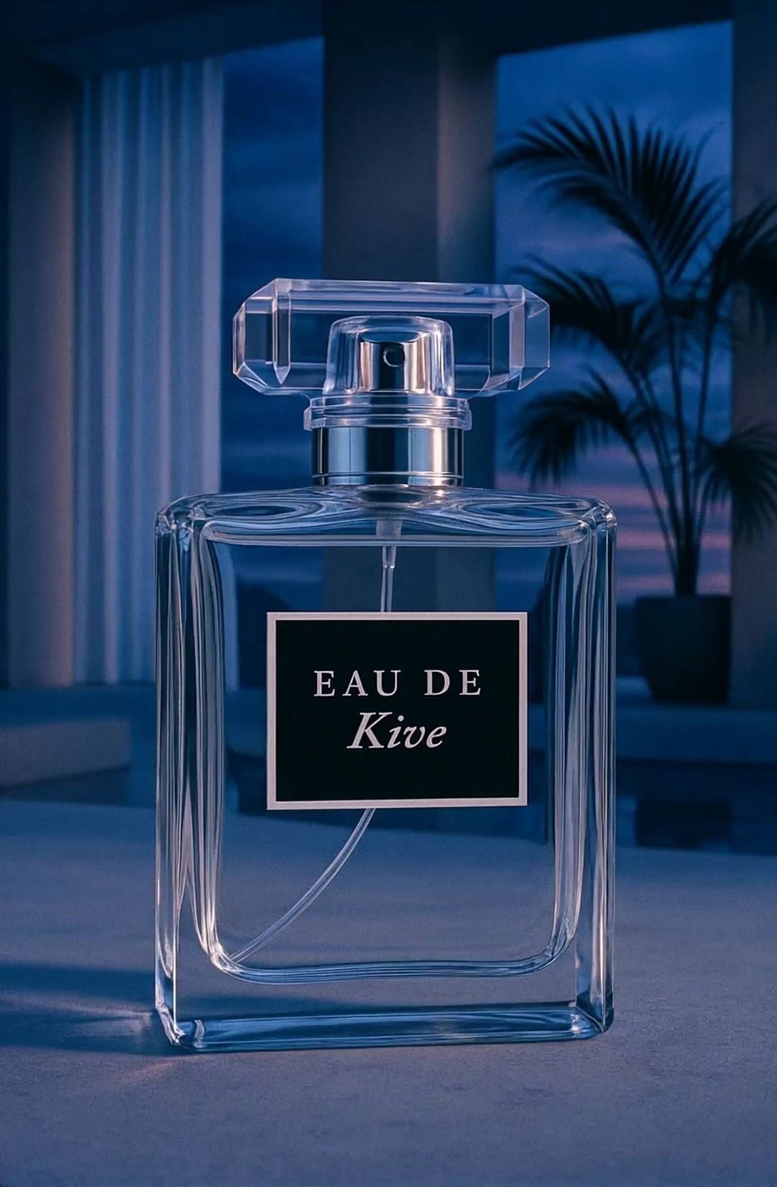 a bottle of eau de kive on a table