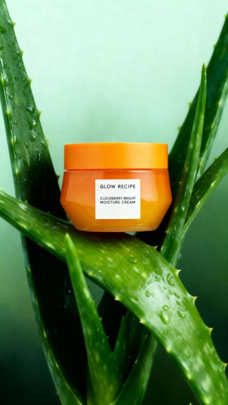 a jar of cream sitting on top of a plant