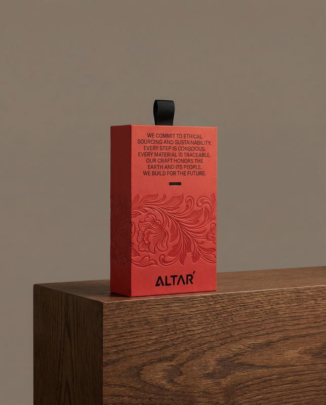 a red box sitting on top of a wooden table