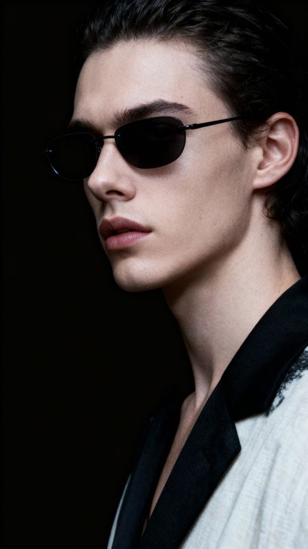 a woman wearing sunglasses and a black shirt