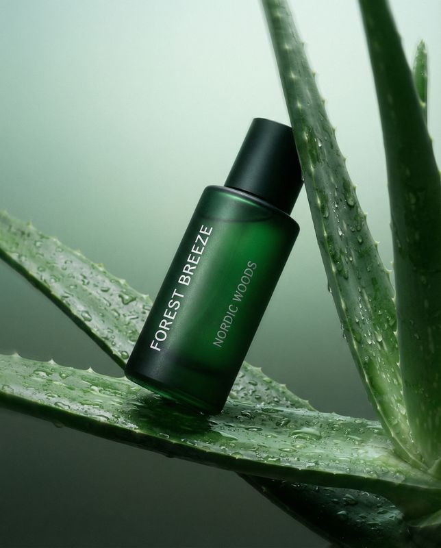 a close up of a bottle of aloen on a plant